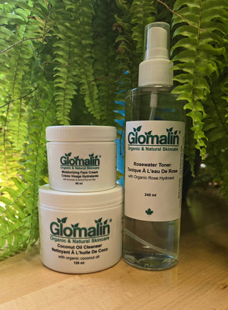 Moisturizing Face Cream, Coconut Oil Cleanser and Rosewater Toner